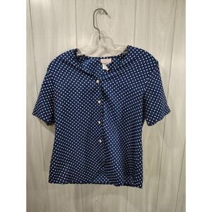 Vintage Lauren Lee Polka Dot Women's Top Embellished Buttons Size 8 Style 87755